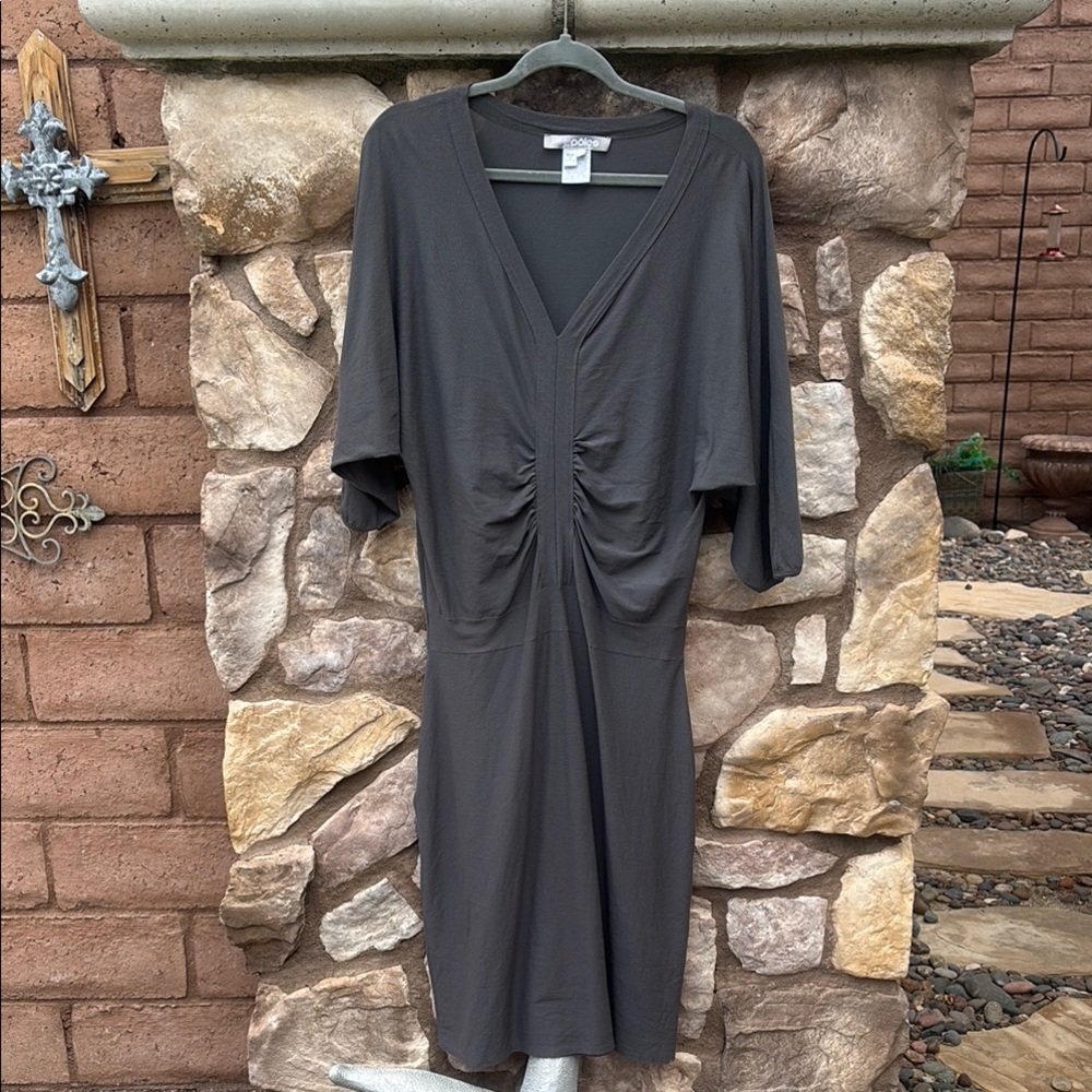 Tehen Poles Gray Midi Dress 3/4 Sleeves Portugal Lightweight Size Large